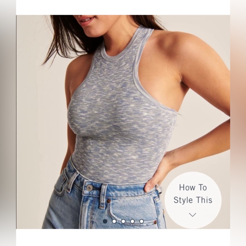 NWT Abercrombie Light Blue & Grey Space Dye Knit Bodysuit